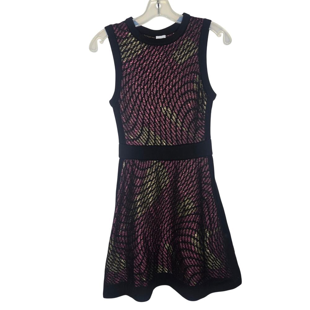 M Missoni Women Glam Lurex Web Dress Knit Euro Fit Flare Party Metallic 38 XS